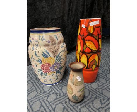 2 POOLE POTTERY VASES &amp; DENBY VASE