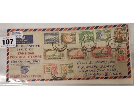 RARE 1961 FIRST DAY COVER OF ZANZIBAR (HIGH VALUE) H.H THE SULTANS ACCESSION DAY