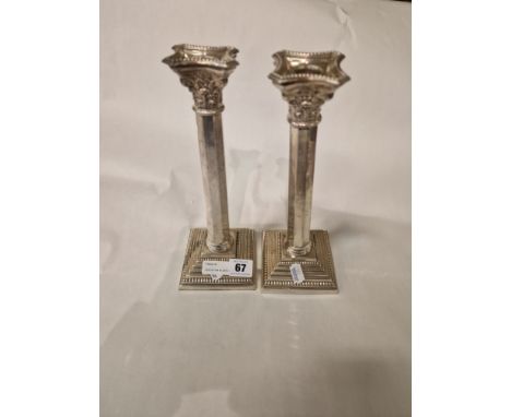 PAIR OF H/M SILVER CANDLESTICKS - 27 CMS (H) APPROX - 20.2 OZS APPROX