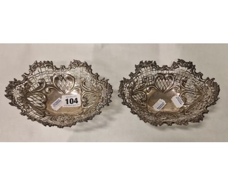 PAIR OF H/M SILVER PIERCED TRAYS 240 GRAMS APPROX