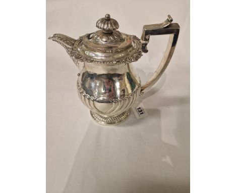LARGE SILVER H/M TEAPOT - GEORGIAN 32.6OZS APPROX - 22.5 CMS (H)