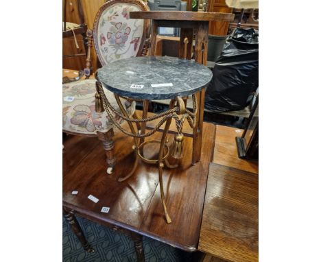 BRASS &amp; MARBLE TOPPED WINE TABLE