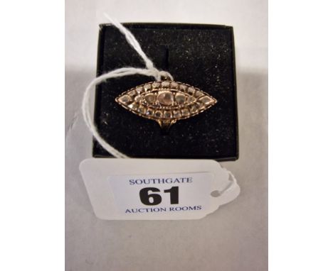 OLD CUT DIAMOND &amp; GOLD RING SIZE M/N - TESTED