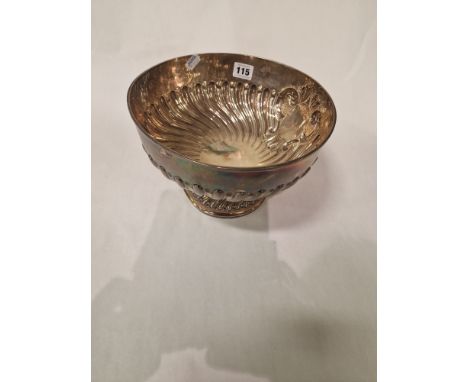 H/M SILVER RAISED BOWL WITH PORT CULLIS INSCRIPTION APPROX 817 GRAMS - 15.5 CMS (H) APPROX