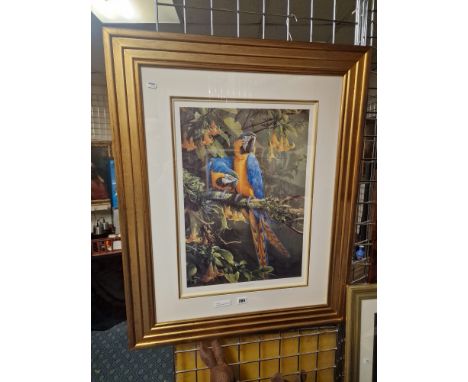 LIMITED EDITION MICHAEL JACKSON LITHOGRAPH ''BLUE &amp; GOLD MACAU'' GALLERY STAMPED 365/500 APPROX 60CMS X 40CMS TO MOUNT