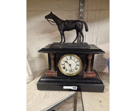 CLOCK WITH HORSE FIGURE 45CMS (H) APPROX 