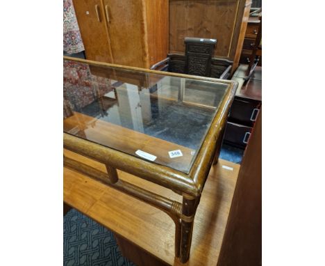 GLASS TOP BAMBOO COFFEE TABLE