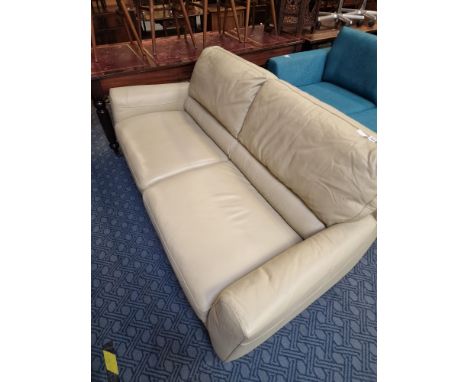 THREE SEATER CREAM LEATHER SOFA