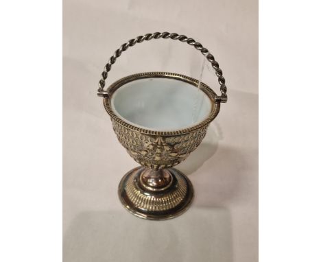 H/M SILVER PIERCED RAISED BOWL - 250 GRAMS APPROX - 13 CMS (H) EXCLUDING HANDLE