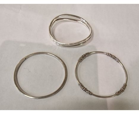 3 H/M SILVER BANGLES - 2 OZS APPROX