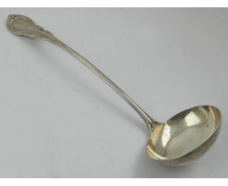 A Victorian silver ladle, Birmingham 1859, with gilt bowl, 9ozt.