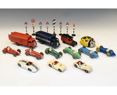 Collection of approximately twelve vintage Dinky die-cast model cars to include; 133 Cunningham, 109 Austin Healy, 108 MG Mid