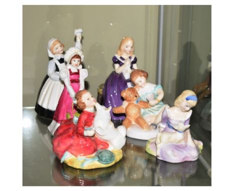 Six assorted Royal Doulton and Worcester figurines comprising: HN2236 Affection, HN2151 Mothers Help, HN2177 My Teddy, HN2167