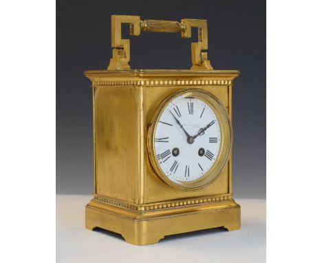 Early 20th Century French brass mantel or table clock - Samuel Marti, Paris, retailed by Goldsmiths Company London, with whit