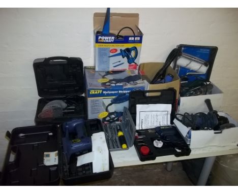 A BOXED WALLPAPER STRIPPER, CASED POWER TOOLS ETC.