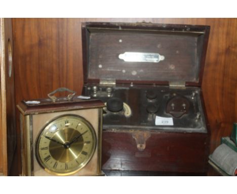 A THOMPSON-HOUSTON WIRELESS CRYSTAL RECEIVER TOGETHER WITH A METAMEC MANTEL CLOCK