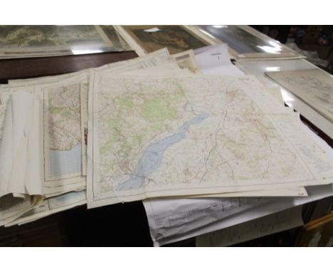 A QUANTITY OF ORDNANCE SURVEY MAPS AND SIMILAR, VARIOUS AREAS INCLUDING THE SOLENT, BRISTOL ETC.