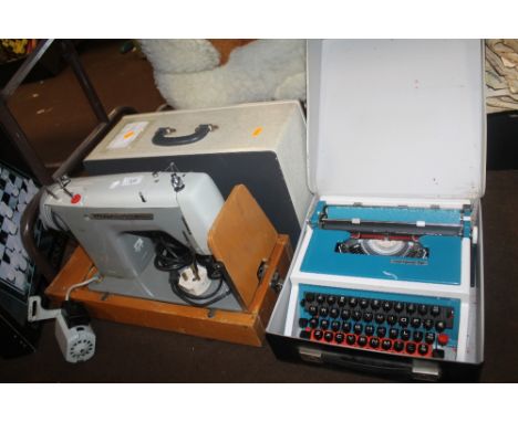 A FRISTER &amp; ROTHMAN CASED SEWING MACHINE TOGETHER WITH AN UNDERWOOD 315 TYPEWRITER