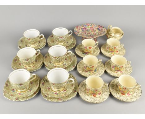 A Collection of Mid Century Tea and Coffee Wares to Comprise Colclough Rose Decorated Tea Set on Green Ground with Gilt Detai