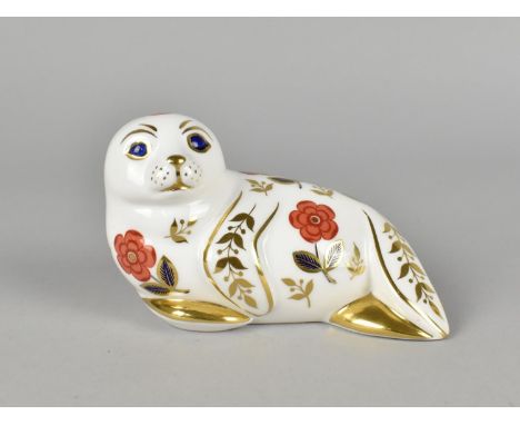 A Royal Crown Derby Seal Paperweight, Gold Button
