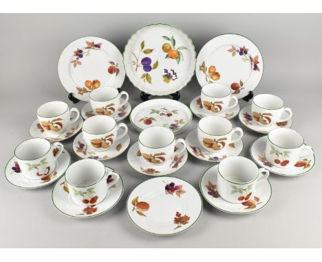 A Collection of Royal Worcester Evesham Vale Tea and Coffee Wares to Comprise Cups, Saucers, Plates etc