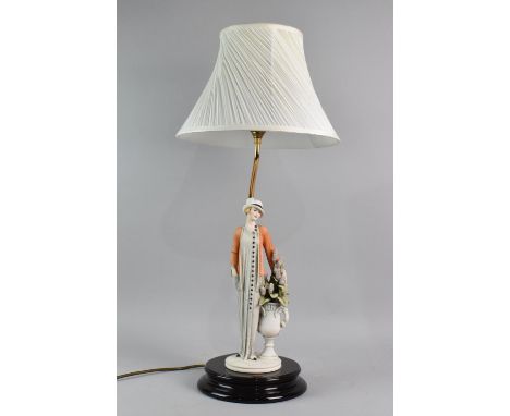 An Italian Capodimonte Figural Table Lamp with Shade