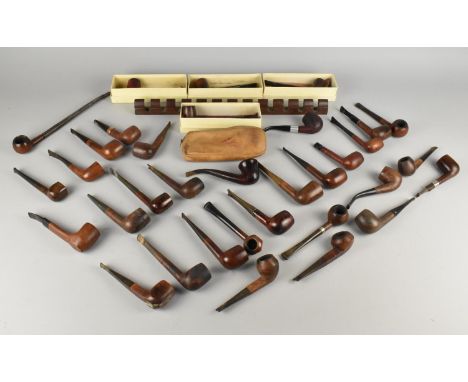 A Collection of Various Vintage Briar Pipes, Pipe Racks Etc