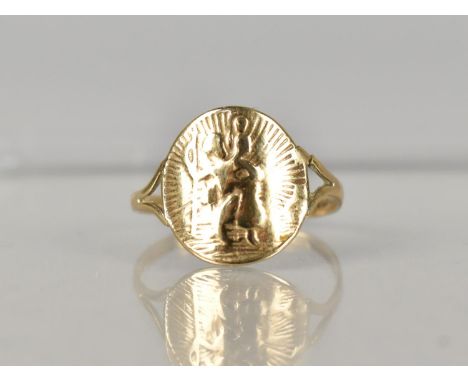 A 9ct Gold Ring, St. Christopher, 1.9gms, Birmingham Hallmark, Size V