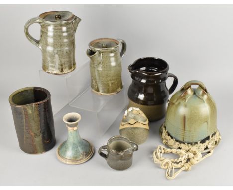 A Collection of Studio Pottery to Comprise J Sutcliffe Pottery Hanger, Jugs Vase, Candlestick, Novelty Cruets in the Form of 