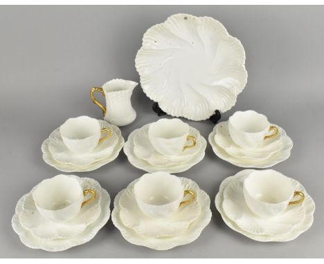 A Late 19th Century Coalport White and Gilt Trim Decorated Tea Set of Moulded Form (Rd No. 118792) to Comprise Six Cups, Six 