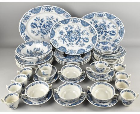 A Ridgway Windsor Pattern Service to Comprise Platters, Plates, Coffee Cans, Soup Bowls etc (Various Condition)