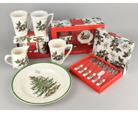 A Collection of Portmeirion The Holly and the Ivy to Comprise Boxed Mugs, Three Unboxed Examples, Jug, Teaspoons and a Boxed 