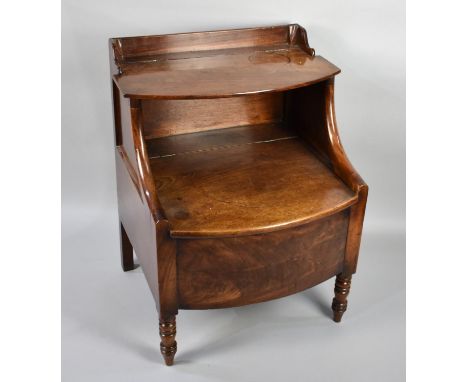 A George III Mahogany Bow Fronted Commode Stool with Hinged Top, 57cms Wide and 77cms High