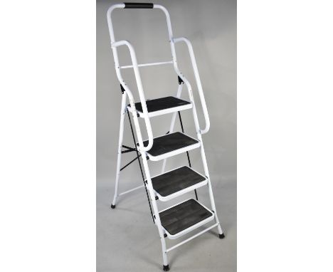 A Modern Metal Framed Four Step Decorators Step Ladder