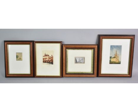 A Collection of Russian Paintings of Churches together with a Limited Edition Print of Prague and Miniature Engraving