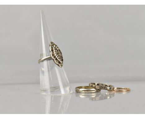 A 9ct Rose Gold Wedding Band, Size L, 0.8gms, together with Three further Rings to include Early 20th Century Eternity Ring S