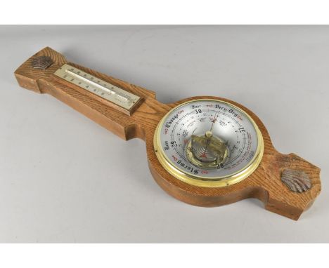 An Oak Cased Wall Aneroid Barometer, 61cm High