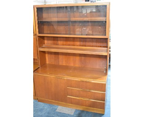 A 1970s MacIntosh Lounge Unit, Base with Three Drawers to Side of Cupboard, Open Shelf and Glazed Shelf Top with Sliding Door