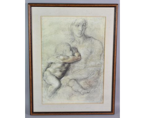 A Framed Michelangelo Print, Madonna and Child, Subject 31x44cm