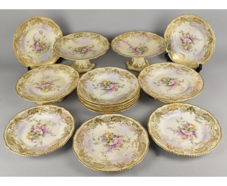 An Early 20th Century Limoges Limoges Bernardaud &amp; Co. Porcelain Fruit Set to Comprise Two Tazzas Two Pedestal Bowls and 