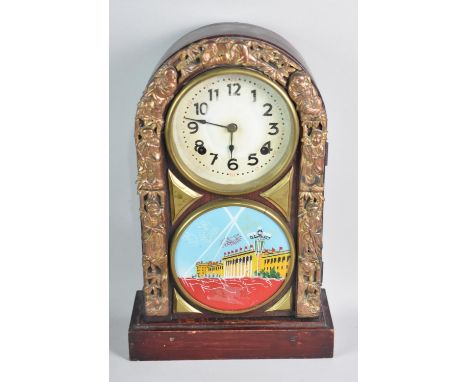An Early/Mid 20th Century Japanese Mantel Clock with Eight Day Movement, Complete with Pendulum and Key, 44cms High