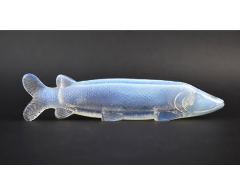 A Late 19th Century Molineaux, Webb &amp; Co Opalescent Glass Trough in the form of a Pike, Registration Number to Base, 26cm