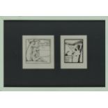 EXLIBRIS MARC, Franz 2 Stück für sich und seinen Bruder Paul ca. 9x10cm und 8x10cm um 1905, gerahmt