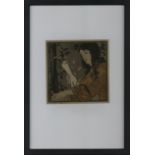 MOSER, Koloman Lesendes Mädchen Lithographie auf getönten Papier, rs typographischer Test und