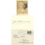Wiener Werkstätte Hoffmann, Josef AUTOGRAPH Original-Unterschrift auf Karton ca. 9x13cm sowie auf