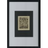 EXLIBRIS KOKOSCHKA, Oskar Exlibris für Frau Emma Bacher ca. 8x9cm gerahmt mit Passepartout (aus