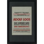 LOOS, Adolf Handzettel Das Wiener Weh (Wiener Werkstätte) Eine Abrechnung Vortrag in Wien 1927 ca.