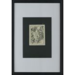 EXLIBRIS KOKOSCHKA, Oskar Exlibris für Robert Freund ca. 7x9cm gerahmt mit Passepartout (aus