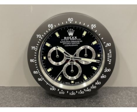 Wall clock black in the style of Rolex Daytona