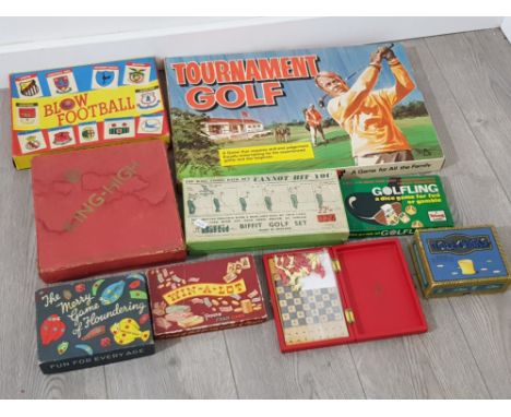 9 misc vintage games includes tournament golf, Blow football, travel chess, King high, win a lot etc
